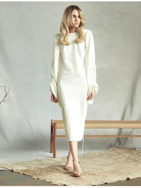 Savannah Miller Cream Satin Wedding dress